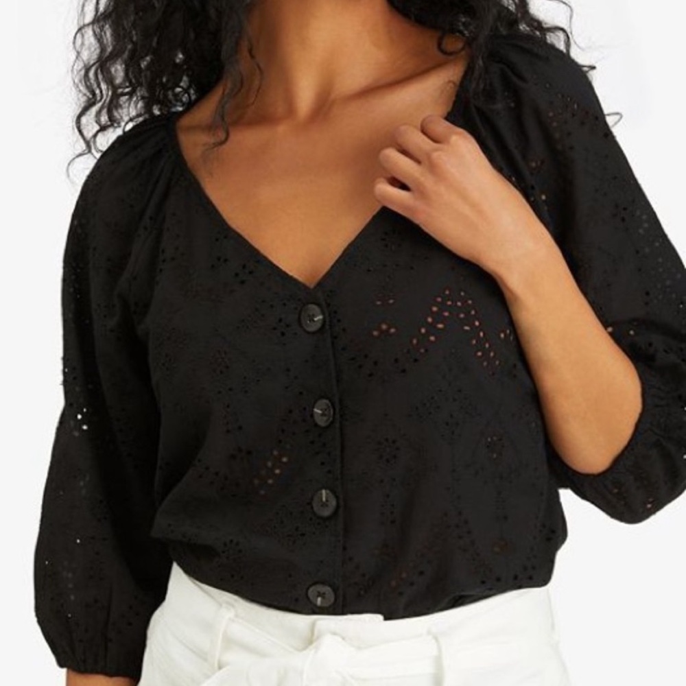 Sanctuary Black Eyelet Top